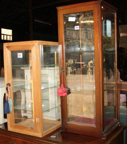 3 various table top display cabinets
